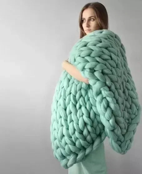 Weighted Knitted Blanket Handmade Minky Chunky Throw Blanket Soft And Breathable - 3 sizes available