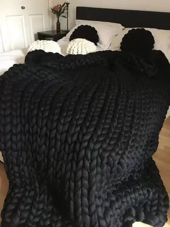 Weighted Knitted Blanket Handmade Minky Chunky Throw Blanket Soft And Breathable - 3 sizes available