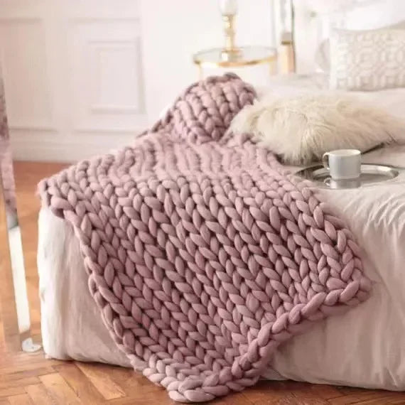 Weighted Knitted Blanket Handmade Minky Chunky Throw Blanket Soft And Breathable - 3 sizes available