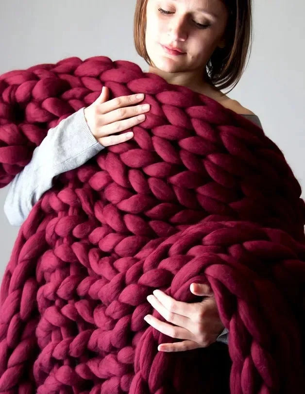 Weighted Knitted Blanket Handmade Minky Chunky Throw Blanket Soft And Breathable - 3 sizes available