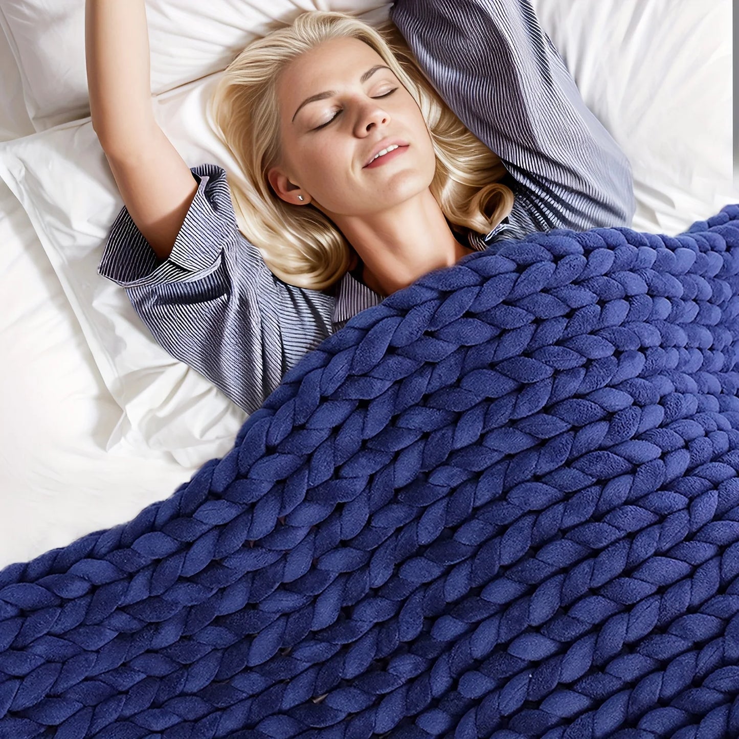 Weighted Knitted Blanket Handmade Minky Chunky Throw Blanket Soft And Breathable - 3 sizes available