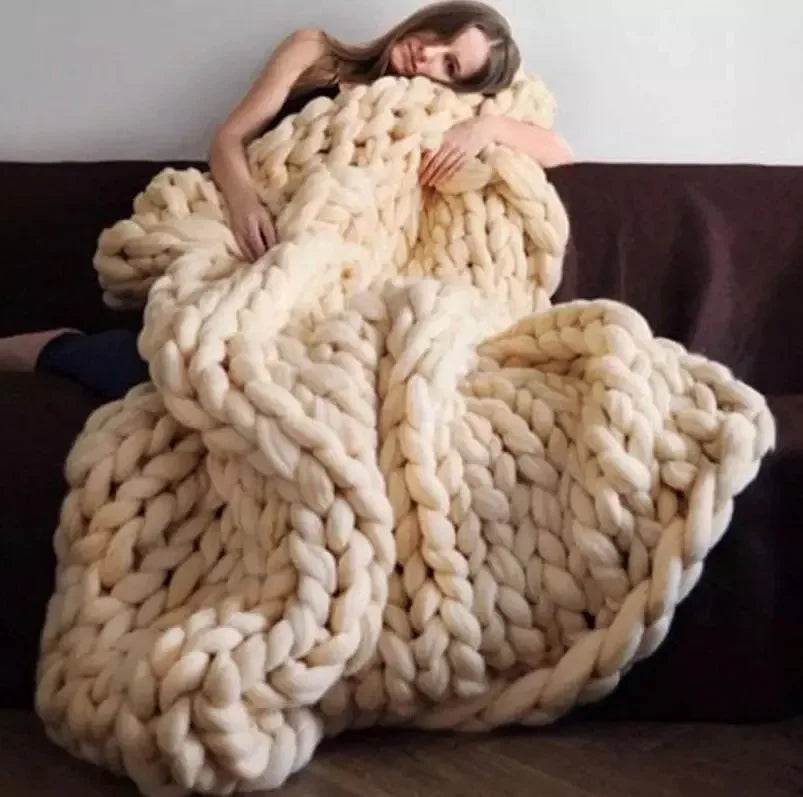 Weighted Knitted Blanket Handmade Minky Chunky Throw Blanket Soft And Breathable - 3 sizes available