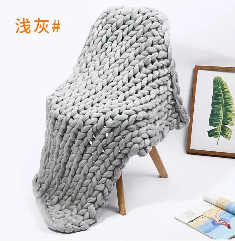 Weighted Knitted Blanket Handmade Minky Chunky Throw Blanket Soft And Breathable - 3 sizes available