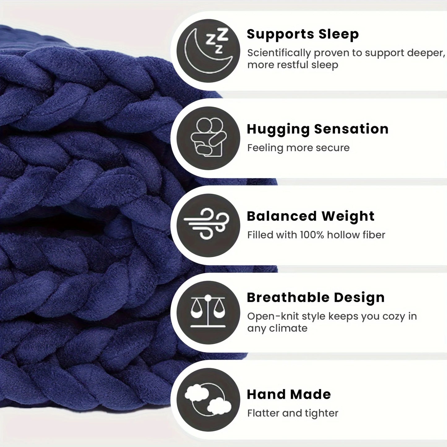 Weighted Knitted Blanket Handmade Minky Chunky Throw Blanket Soft And Breathable - 3 sizes available