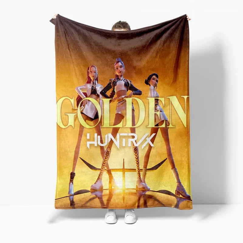 Demon Hunter Printed Flannel Blanket for Anime K-pop Fans