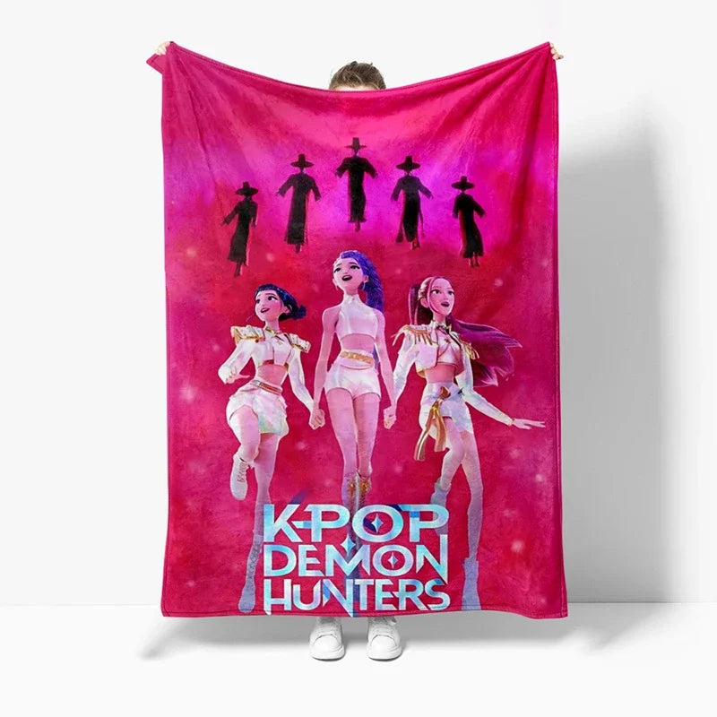 Demon Hunter Printed Flannel Blanket for Anime K-pop Fans