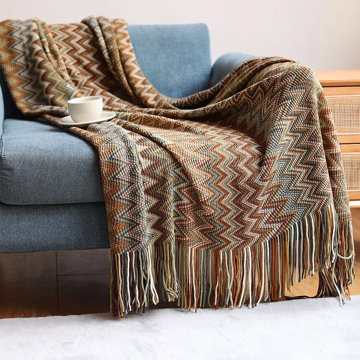 Bohemian Blanket Shawl Soft Cover Knit Blanket