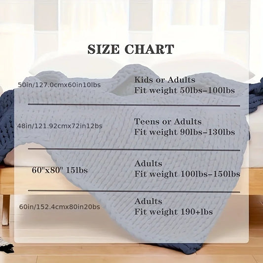 Weighted Knitted Blanket Handmade Minky Chunky Throw Blanket Soft And Breathable - 3 sizes available