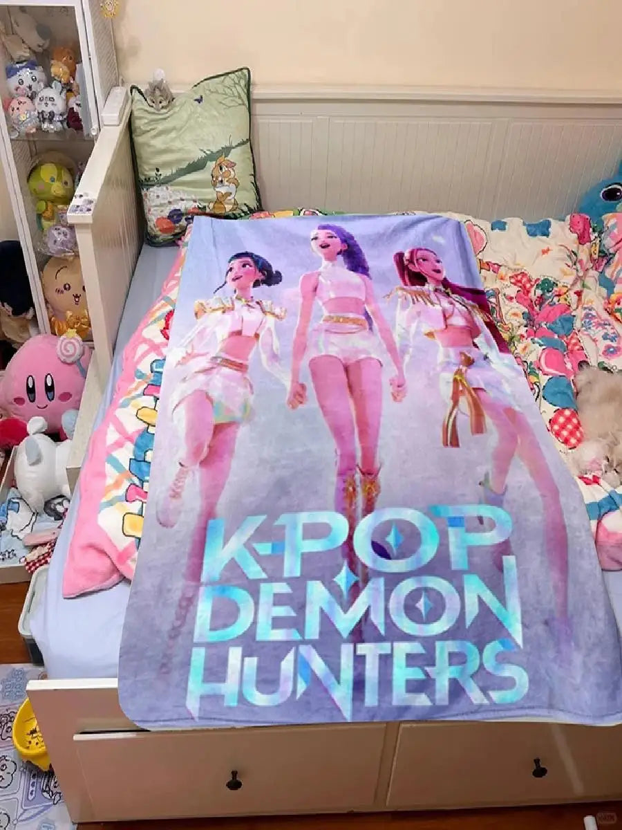 Demon Hunter Printed Flannel Blanket for Anime K-pop Fans