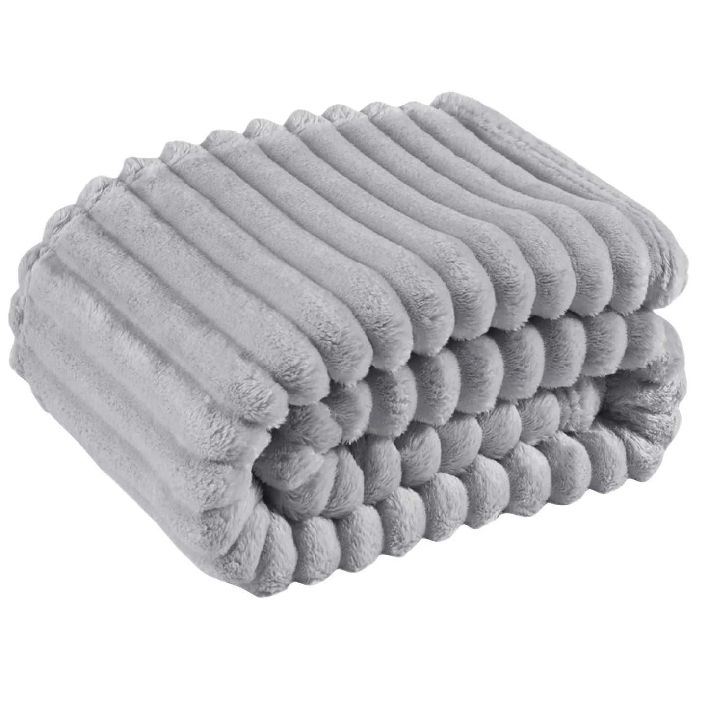 Household Living Room Bedroom Soft Blanket Solid Color Cozy Smooth Quilt With Stripe