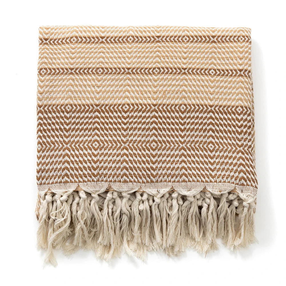 Modern simple cotton blanket large size 130x180CM with tassels soft nap blanket