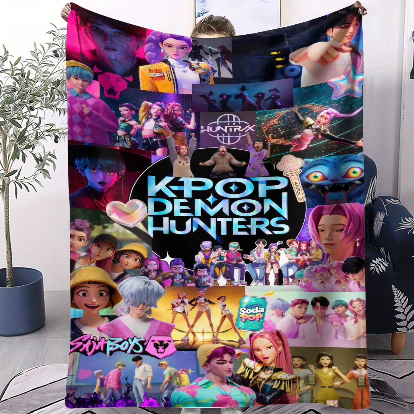 K-Pop Demon Hunters Anime Flannel Blanket