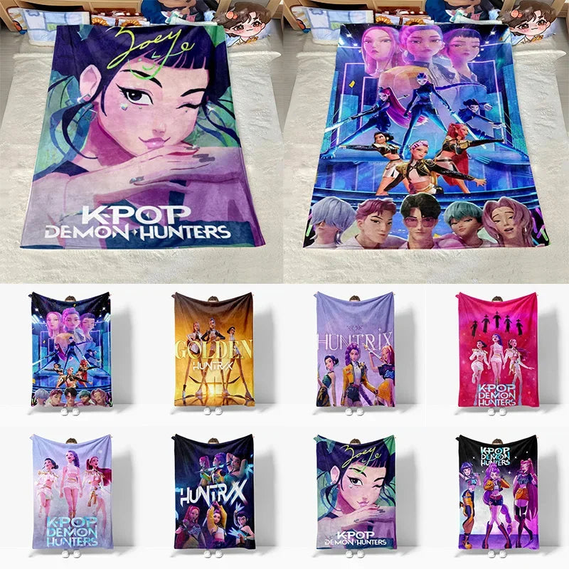 Demon Hunter Printed Flannel Blanket for Anime K-pop Fans