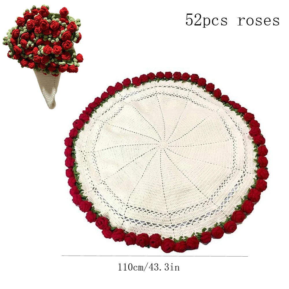 Flower Bouquet Blanket Soft and Lightweight Knitted Throw Blankets for Birthday Wedding Valentine’s Day Home Decor