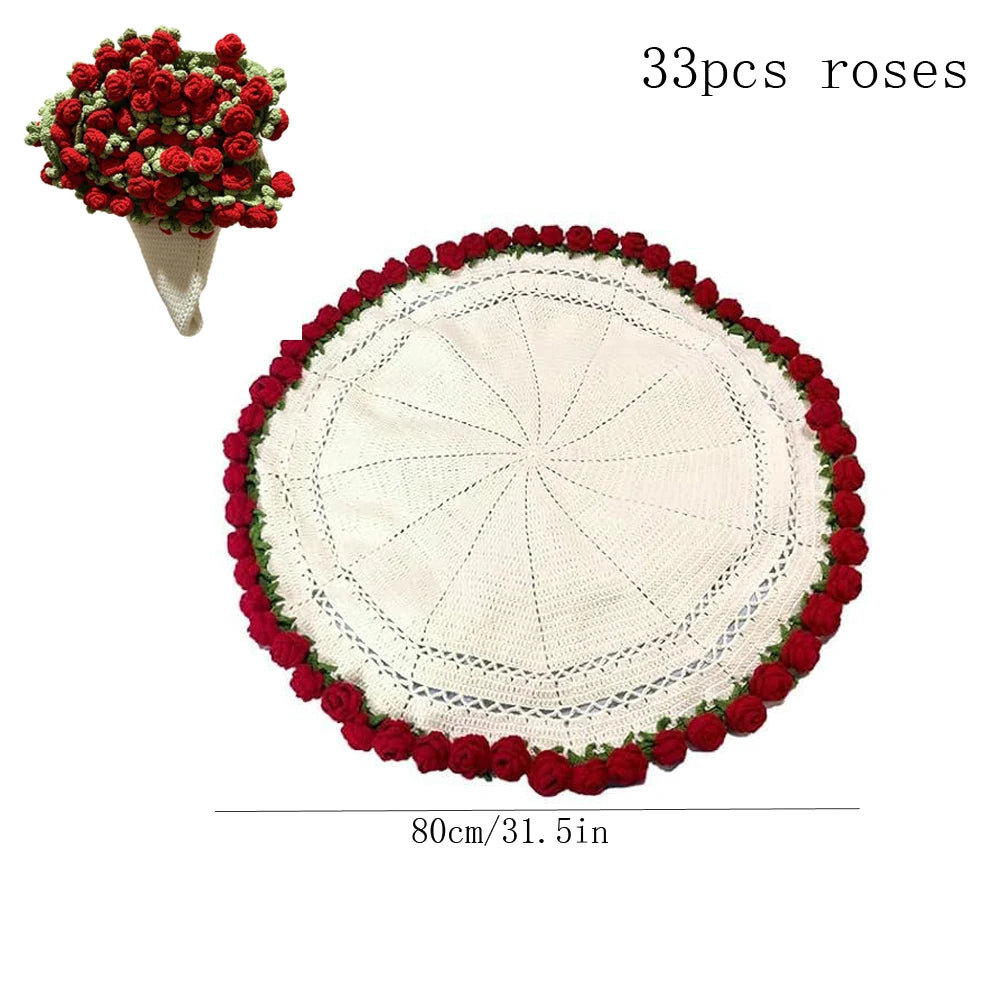 Flower Bouquet Blanket Soft and Lightweight Knitted Throw Blankets for Birthday Wedding Valentine’s Day Home Decor