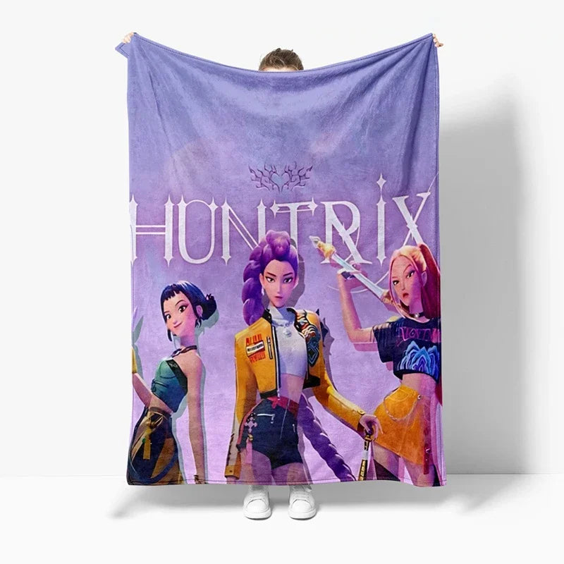Demon Hunter Printed Flannel Blanket for Anime K-pop Fans