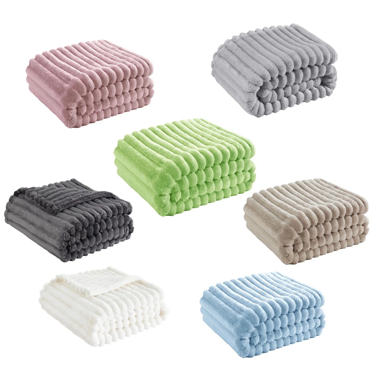 Household Living Room Bedroom Soft Blanket Solid Color Cozy Smooth Quilt With Stripe