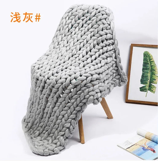 Weighted Knitted Blanket Handmade Minky Chunky Throw Blanket Soft And Breathable - 3 sizes available