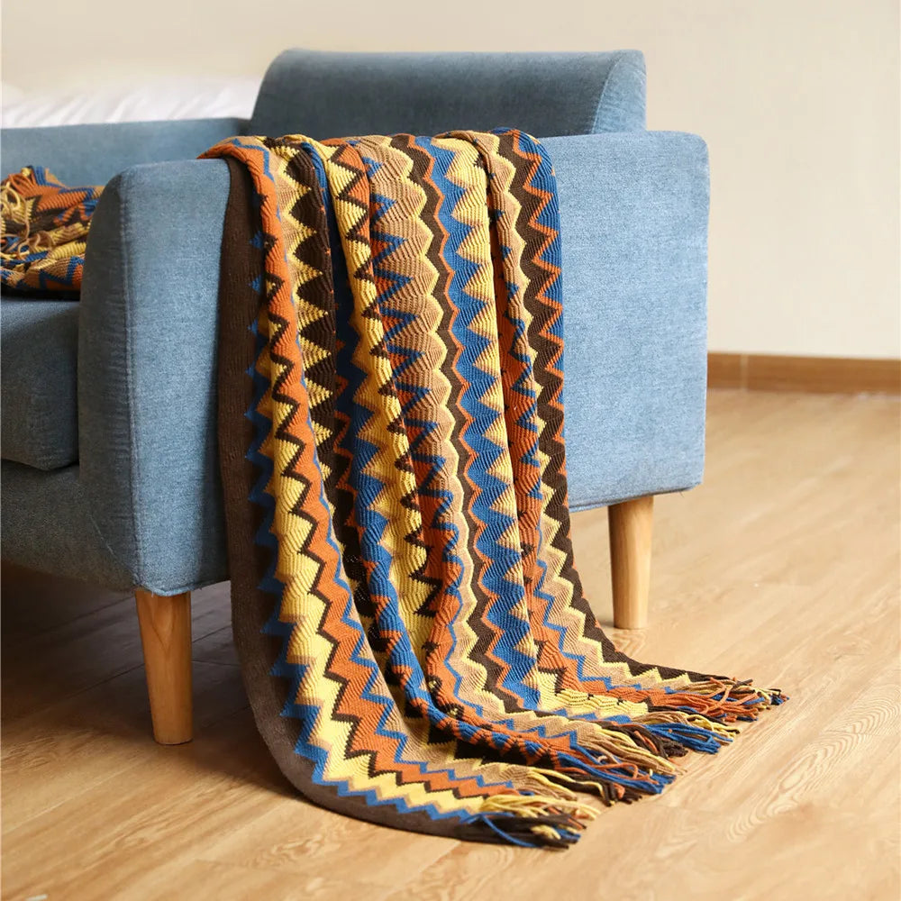 Bohemian Blanket Shawl Soft Cover Knit Blanket