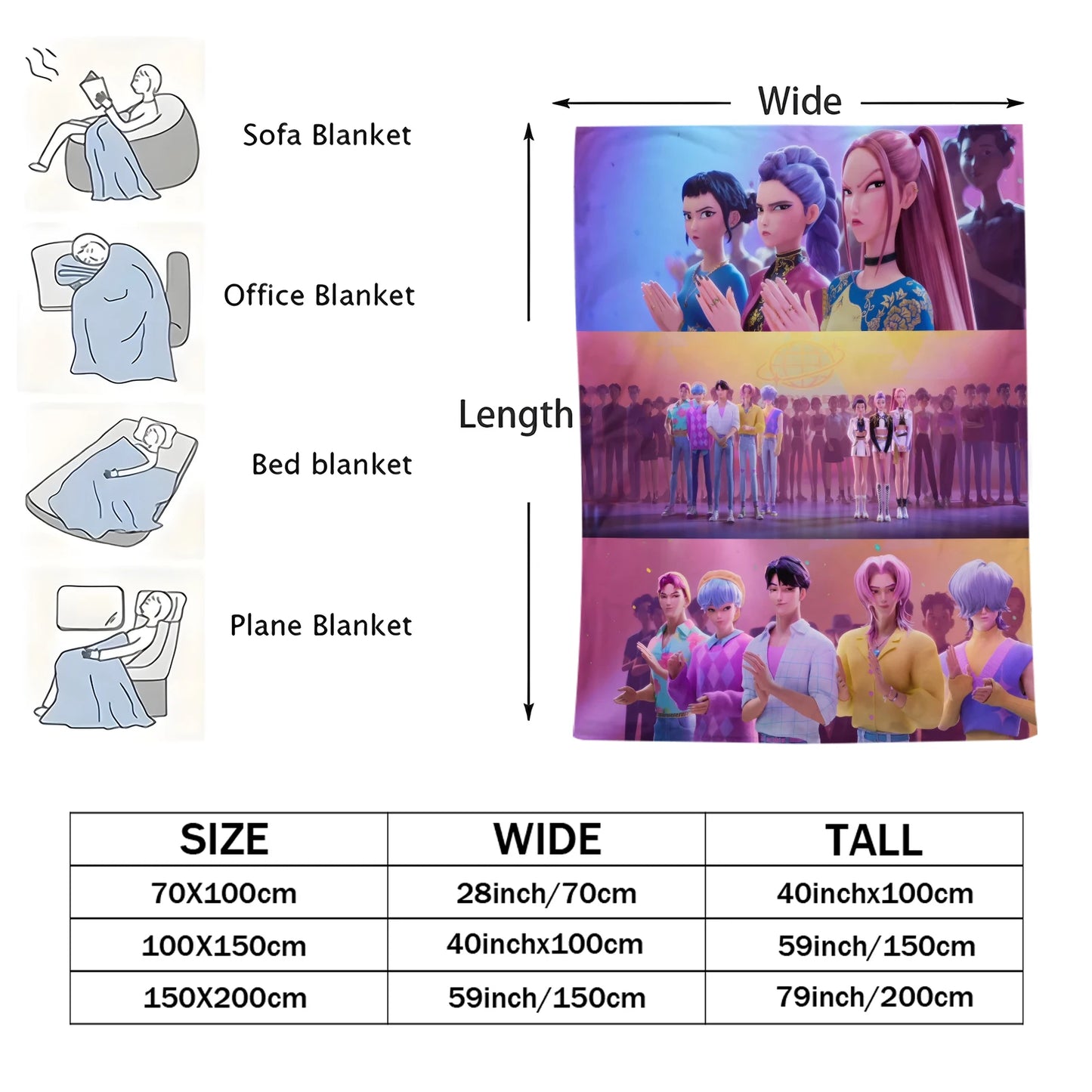 K-Pop Demon Hunters Anime Flannel Blanket