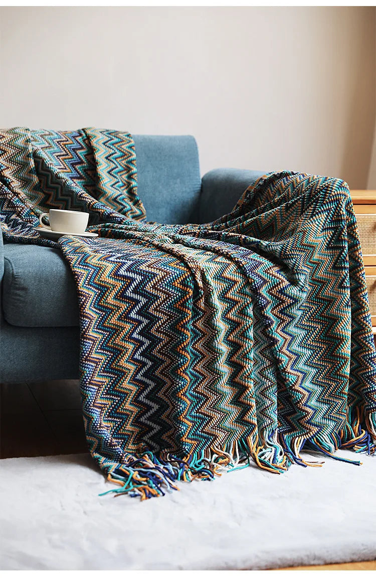 Bohemian Blanket Shawl Soft Cover Knit Blanket