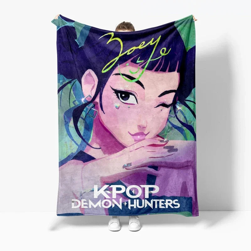 Demon Hunter Printed Flannel Blanket for Anime K-pop Fans
