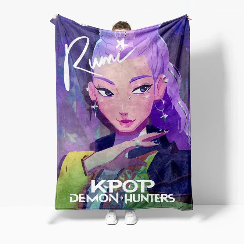 Demon Hunter Printed Flannel Blanket for Anime K-pop Fans