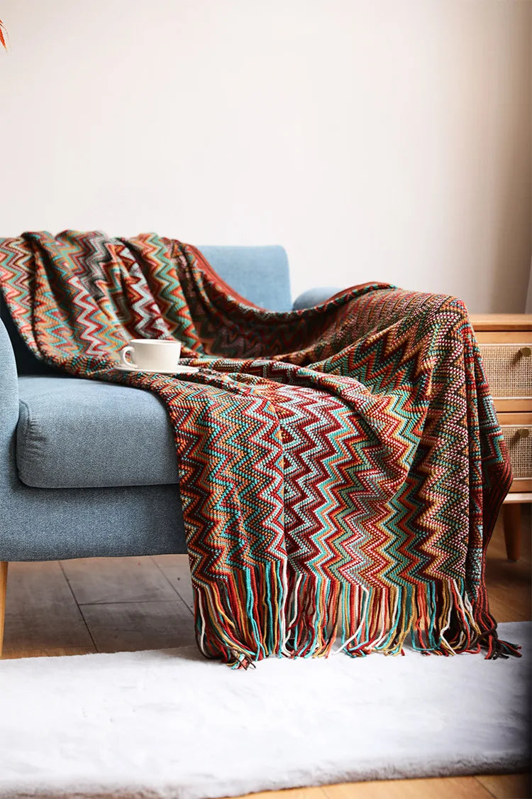 Bohemian Blanket Shawl Soft Cover Knit Blanket