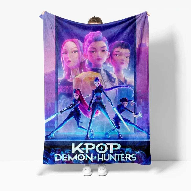 Demon Hunter Printed Flannel Blanket for Anime K-pop Fans