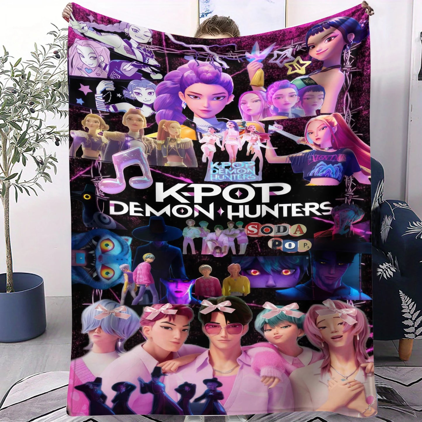 K-Pop Demon Hunters Anime Flannel Blanket