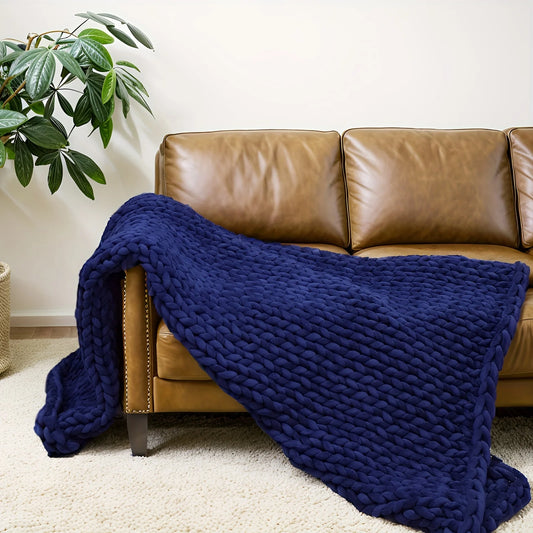 Weighted Knitted Blanket Handmade Minky Chunky Throw Blanket Soft And Breathable - 3 sizes available