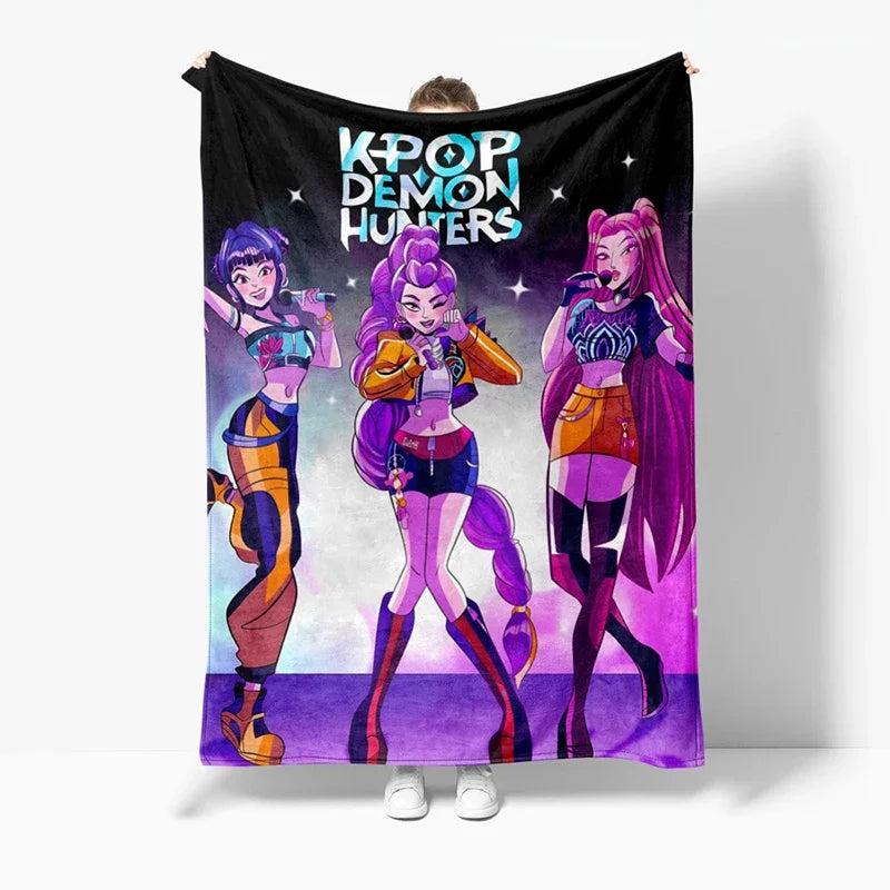Demon Hunter Printed Flannel Blanket for Anime K-pop Fans