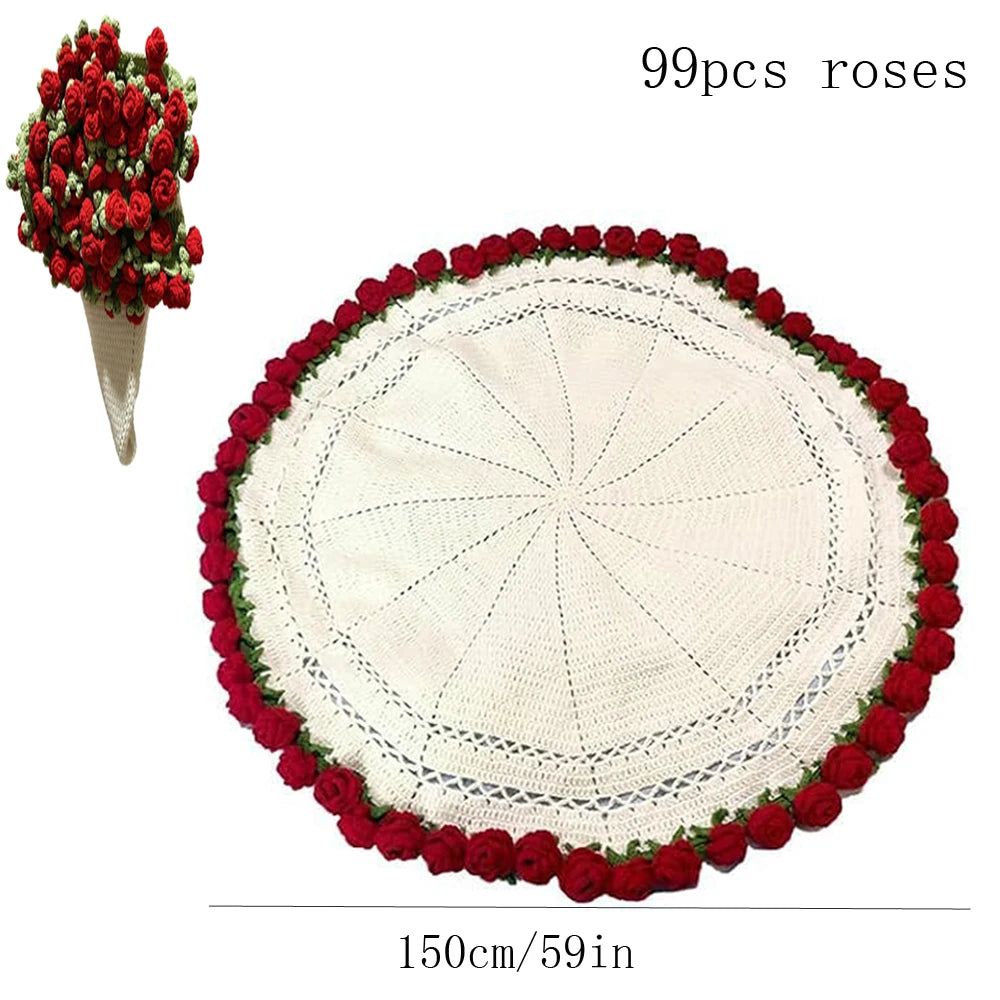 Flower Bouquet Blanket Soft and Lightweight Knitted Throw Blankets for Birthday Wedding Valentine’s Day Home Decor